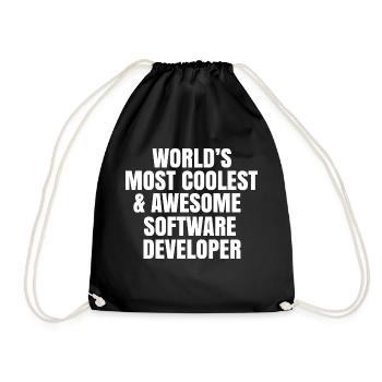Worlds most coolest and awesome software developer - Drawstring Bag - black - Front