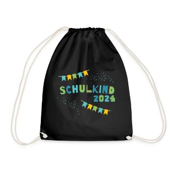 School Child 2024 School Enrollment First Day of School Children - Drawstring Bag - black - Front
