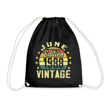 Juin 1988 Juin Cadeau Anniversaire June 1988 Rétro - Sac de sport léger - noir - Devant