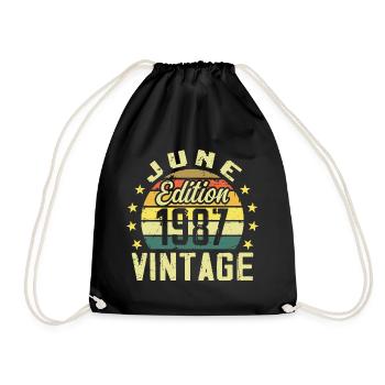 Juin 1987 Juin Cadeau Anniversaire June 1987 Rétro - Sac de sport léger - noir - Devant