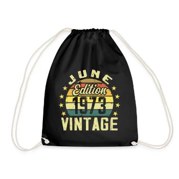 Juni 1973 Juni Retro Juni 1973 Geburtstagsgeschenk - Turnbeutel - Schwarz - Vorne