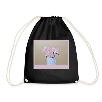 240608 Peonies 4 - Drawstring Bag - black - Front