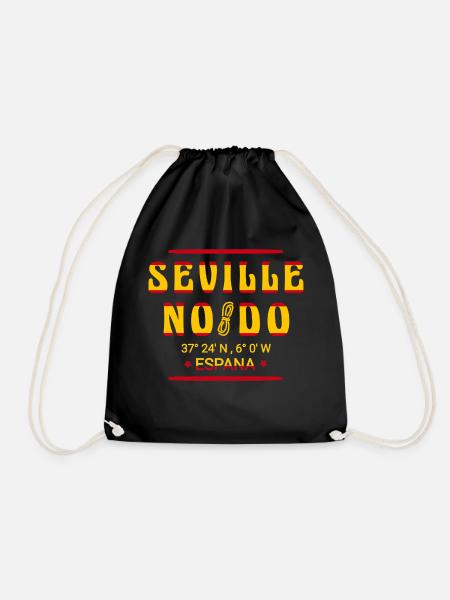 Sevilla Koordinaten mit Flagge Spanien - Turnbeutel - Schwarz