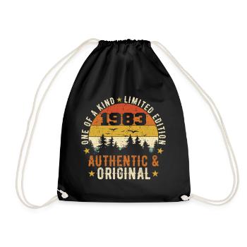 Original 1983 Geburtstagsgeschenk 1983 authentisch - Turnbeutel - Schwarz - Vorne