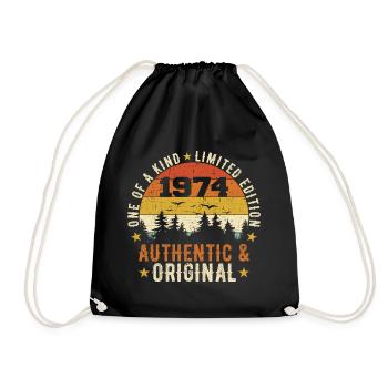 Original 1974 Authentic 1974 Birthday Gift - Drawstring Bag - black - Front
