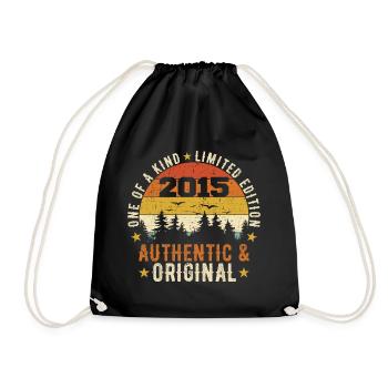 Original 2015 authentisches 2015 Geburtstagsgeschenk - Turnbeutel - Schwarz - Vorne