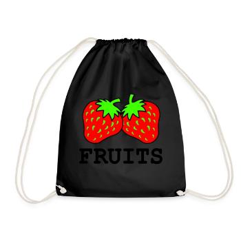 erdbeeren - Turnbeutel - Schwarz - Vorne