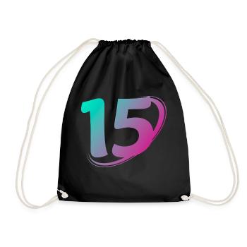 Number 15 multicolor - Drawstring Bag - black - Front