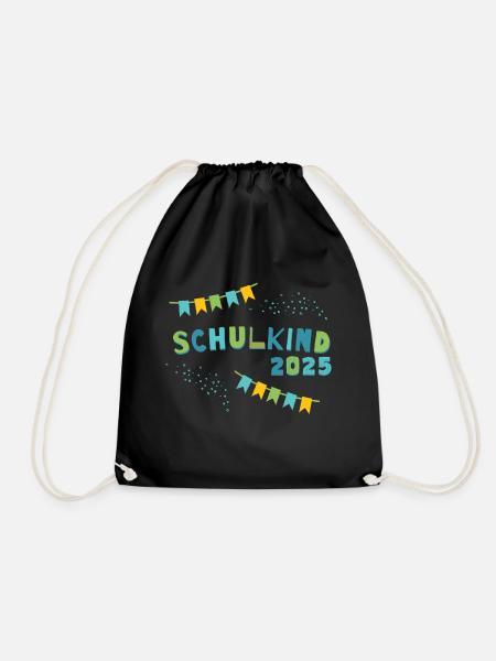 Schulkind 2025 Gelb Blau Junge Mädchen Einschulung - Turnbeutel - Schwarz