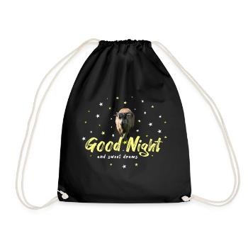 Schaf gute Nacht Schlafshirt - Turnbeutel - Schwarz - Vorne