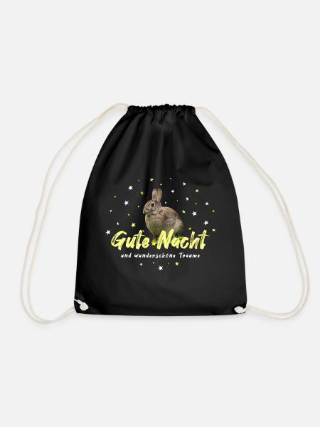 Schlafshirt mit Hasen - Turnbeutel - Schwarz