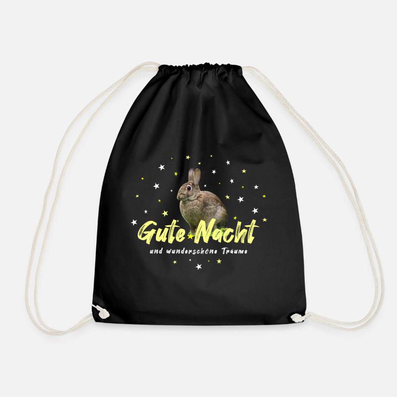 Schlafshirt mit Hasen - Turnbeutel - Schwarz