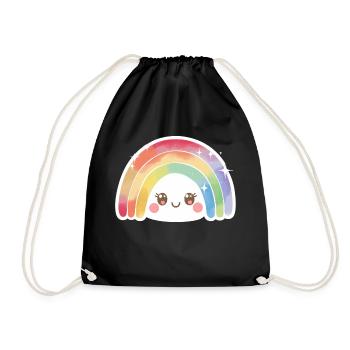 Kawaii Cute Rainbow - Drawstring Bag - black - Front