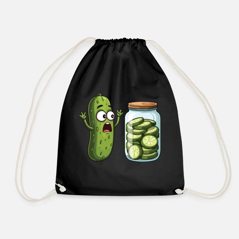 Verängstigte Gurke - Lustiges Gurken-Liebhaber-Geschenk - Turnbeutel - Schwarz