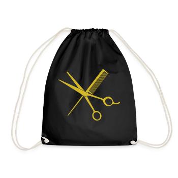 T-shirt de coiffeur élégant : ciseaux et peigne - Sac de sport léger - noir - Devant
