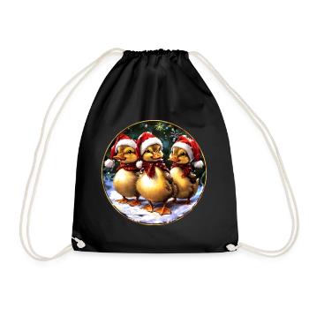 Entchen Weihnachtsmann - Turnbeutel - Schwarz - Vorne