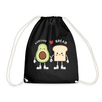 Avocado & Bread Love Illustration - Drawstring Bag - black - Front
