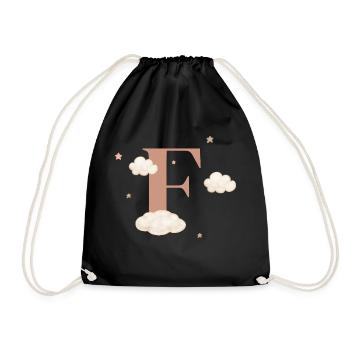Lettre f nuages étoiles - Sac de sport léger - noir - Devant
