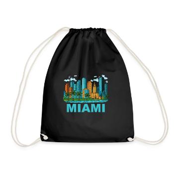 Miami City - Drawstring Bag - black - Front
