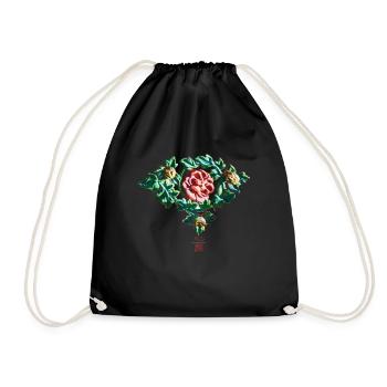 Chinesisch_Blumen_Verbotene Stadt_Pfingstrose1420 - Drawstring Bag - black - Front