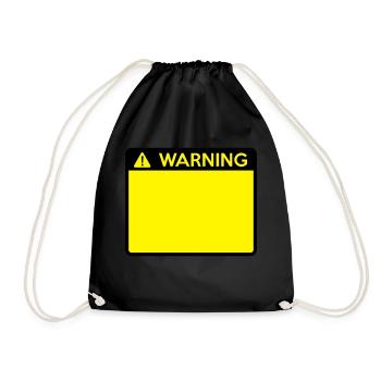 Warning Sign (2 colour) - Drawstring Bag - black - Front
