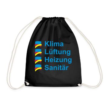 Klima Lüftung Heizung Sanitär - Turnbeutel - Schwarz - Vorne