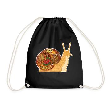Snail Tattoo - white contour - Sac de sport léger - noir - Devant