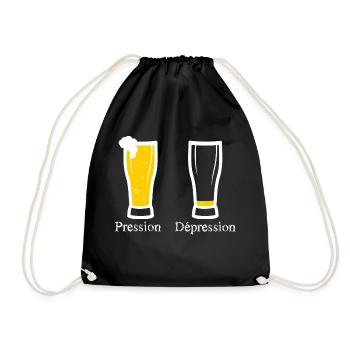 pression - depression - bière - Sac de sport léger - noir - Devant