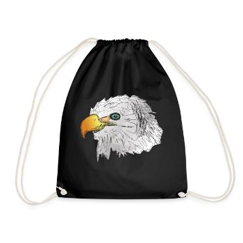Eagle head with beak big head - Drawstring Bag - black - Front