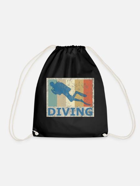 Retro Vintage Style Tauchen Taucher Schwimmer - Turnbeutel - Schwarz