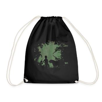 Fairy tale jungle tiger boy wolf child - Drawstring Bag - black - Front