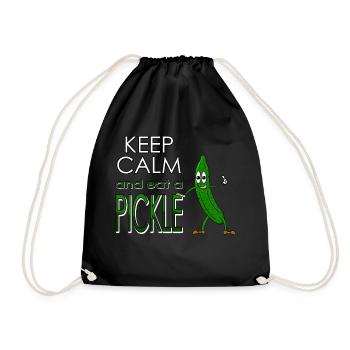Keep calm and eat a pickle - Essiggurke essen - Turnbeutel - Schwarz - Vorne