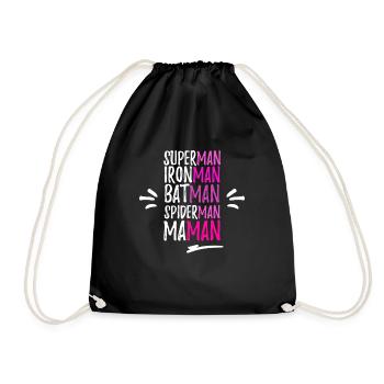 T-SHIRT SUPER HERO MOM - Drawstring Bag - black - Front
