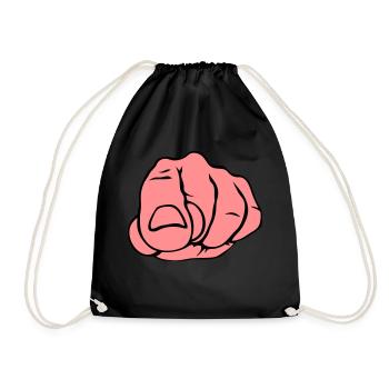 hand fist finger shows index finger - Drawstring Bag - black - Front