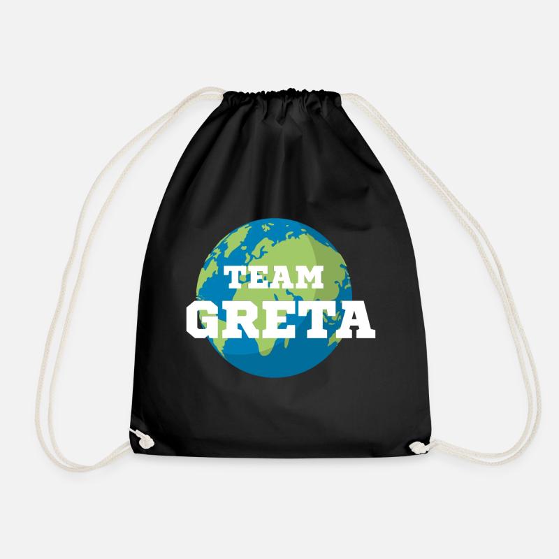 Team Greta knows earth - Drawstring Bag - black