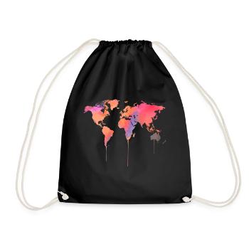 map of the world - Drawstring Bag - black - Front