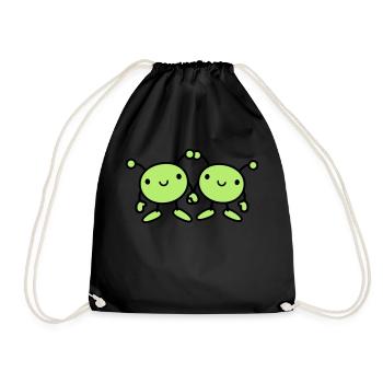 in love alien couple 2 - Drawstring Bag - black - Front
