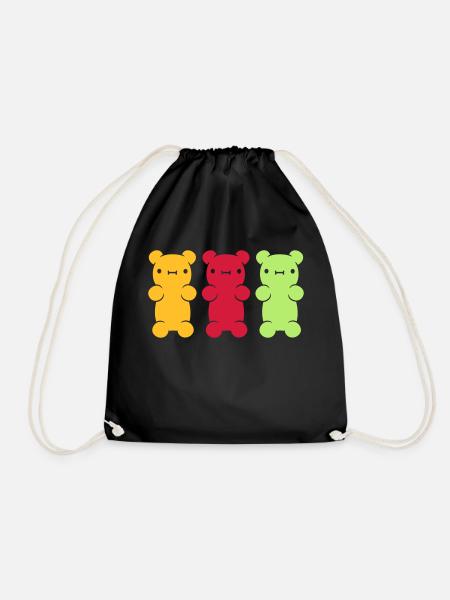 3 bunte Gummibaerchen - Turnbeutel - Schwarz