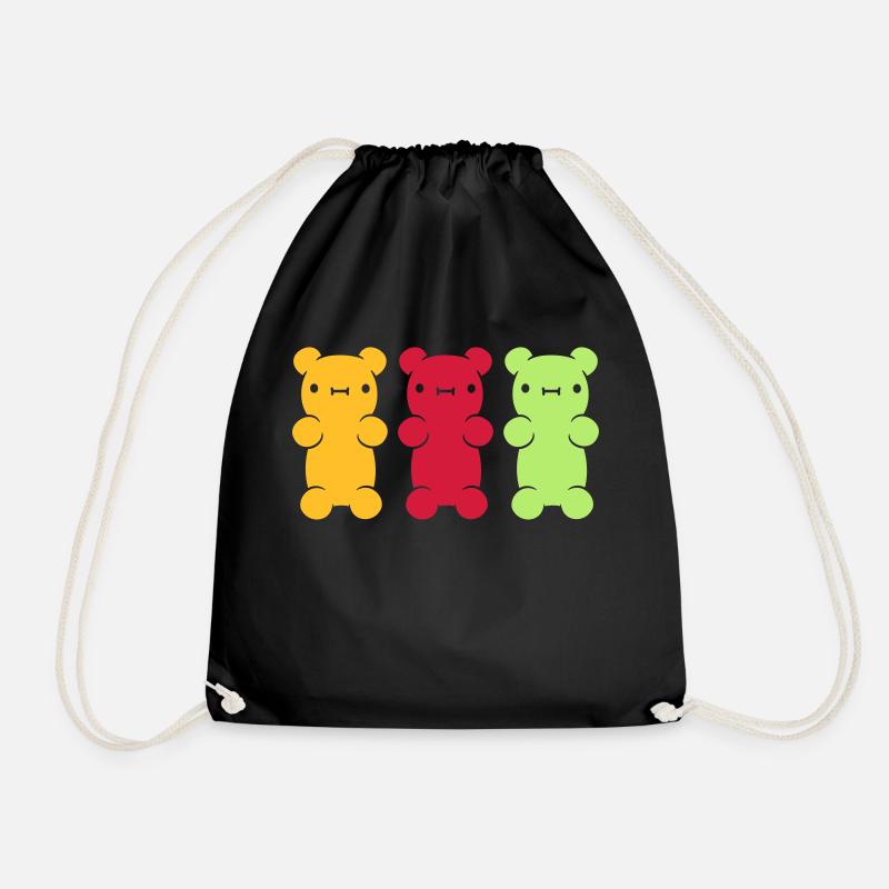 3 bunte Gummibaerchen - Turnbeutel - Schwarz