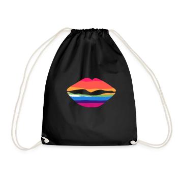 Regenbogen Kussmund. - Turnbeutel - Schwarz - Vorne