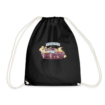 Vintage Car Auto Car Lovers Vintage Fanatics - Drawstring Bag - black - Front