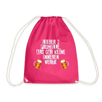 Lustiger Spruch - 2 Promille - Alkohol - Turnbeutel - Fuchsia - Vorne