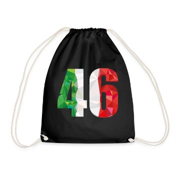 Italy, 46, Birthday, Motorcycle - Drawstring Bag - black - Front