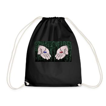 Do you want the red pill or the blue one? - Drawstring Bag - black - Front