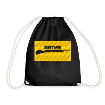 Shotgun yellow with cartridges - Drawstring Bag - black - Front
