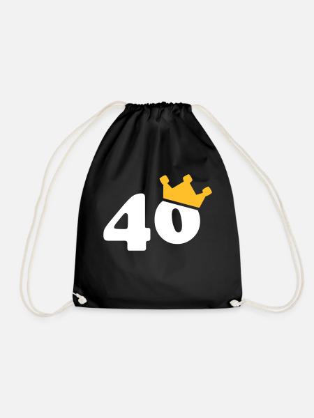 40 crown 40 birthday 40 years - Drawstring Bag - black