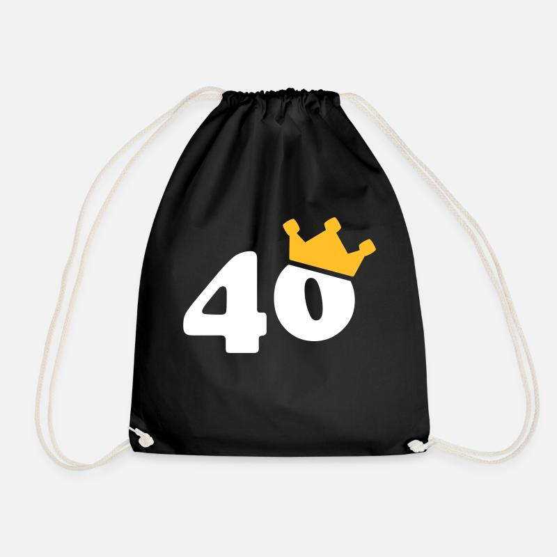 40 crown 40 birthday 40 years - Drawstring Bag - black