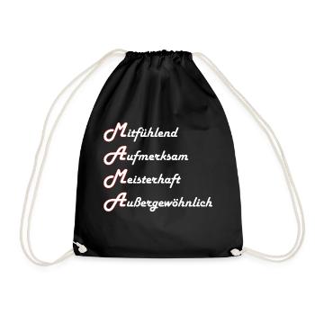 Mama | Mitfühlend Aufmerksam M. Außergewöhnlich - Turnbeutel - Schwarz - Vorne