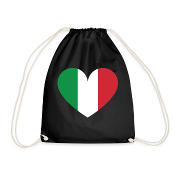 Italy Flag Country Italia Italians Heart Flag - Drawstring Bag - black - Front