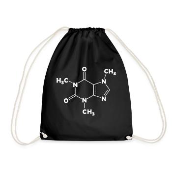 Caffeine Molecule Structural Formula Coffee Chemistry - Drawstring Bag - black - Front